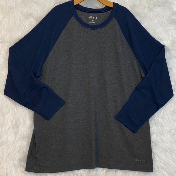 ORVIS Men’s Raglan Long Sleeve T-Shirt Gray & Blue XXL - Picture 9 of 9